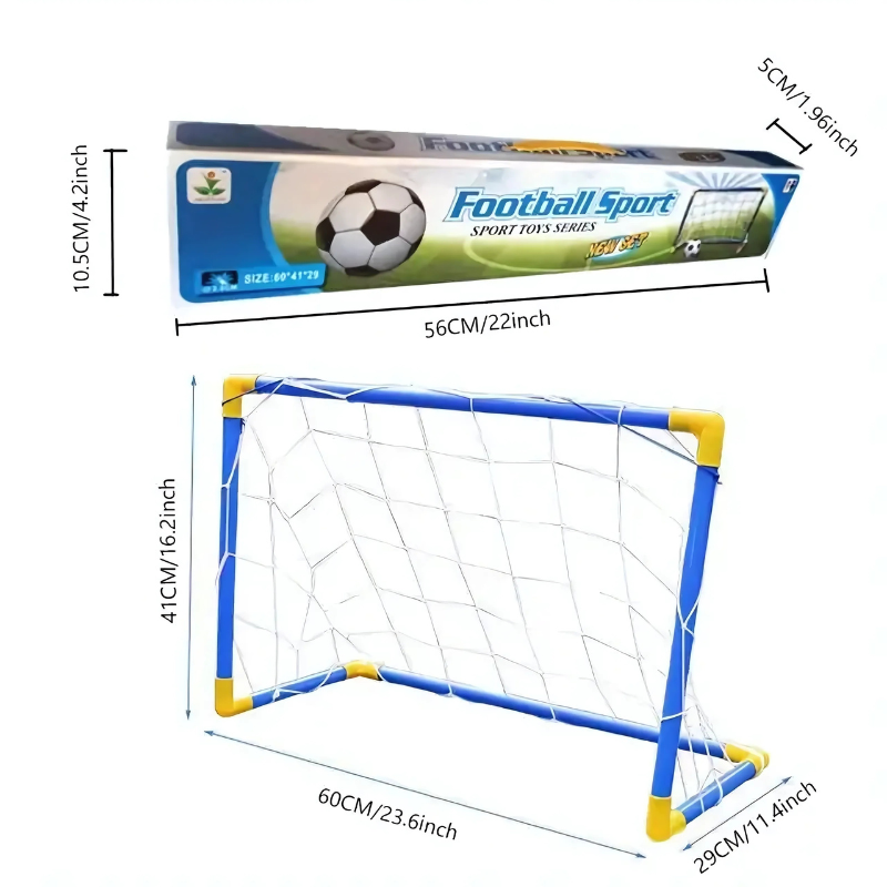 2-in-1 Fußball & Ballspiel-Set – Tragbares Tor für Innen-/Außenspiele