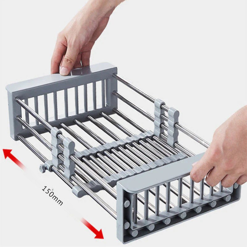 Verstellbares Abtropfgestell – Rostfreier Edelstahl Spülkorb mit Abflusslöchern