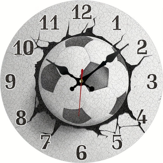 Sportliche Fußball-Wanduhr - Stille runde Uhr für Wohnzimmer, Büro & Fitnessstudio Dekoration