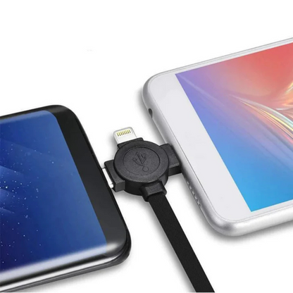 3-in-1 Einziehbares Ladegerät - USB-C, Lightning & Micro-USB