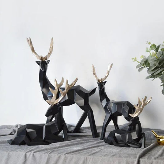 Abstrakte Hirsch-Figuren Paar - Elegante Kunst aus Harz Hirsch für Home Decor