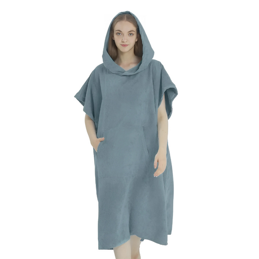 Schnelltrocknender Strand Poncho– Mikrofaser Umkleide-Robe mit Kapuze und Taschen für Erwachsene