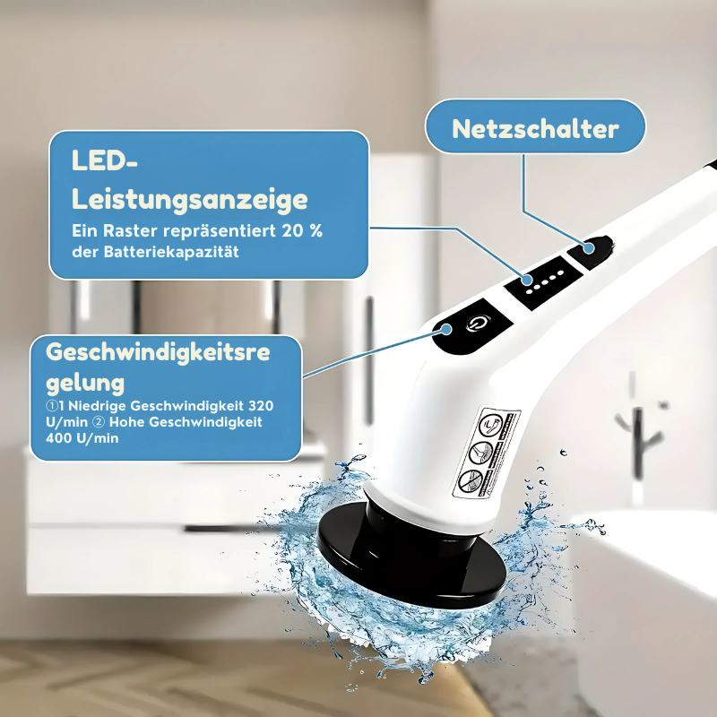 Kabelloser Elektrischer Schrubber – Wiederaufladbare Reinigungsbürste mit 7 Köpfen