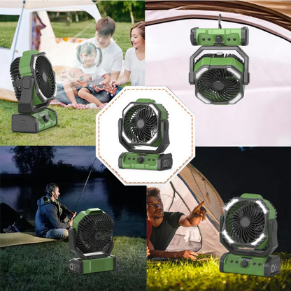 Tragbarer Camping-Ventilator - mit wiederaufladbarem USB-Akku und Powerbank