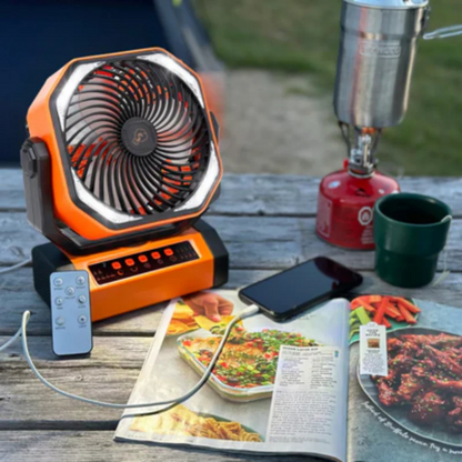 Tragbarer Camping-Ventilator - mit wiederaufladbarem USB-Akku und Powerbank