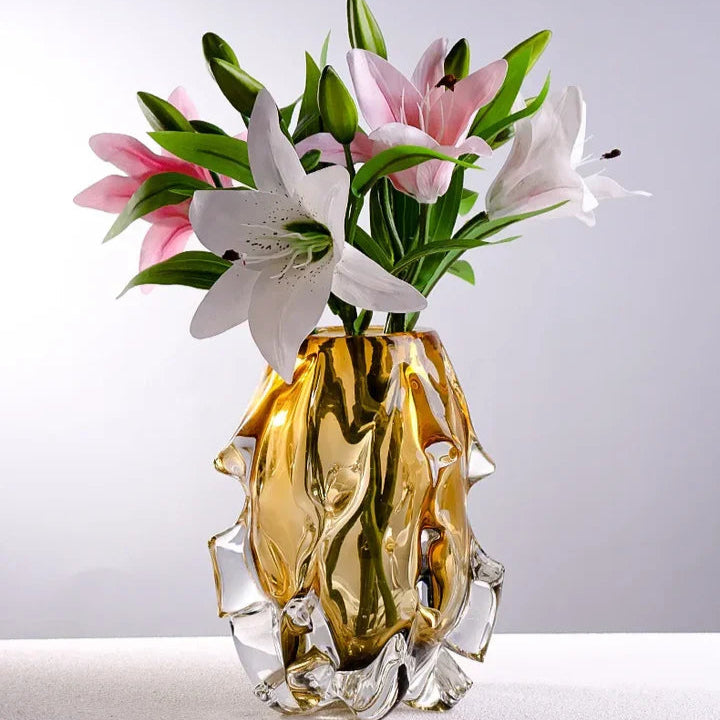 Glasvase mit Farbverlauf – Elegante Deko Vase für Blumen & Trockenblumen