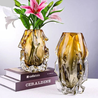 Glasvase mit Farbverlauf – Elegante Deko Vase für Blumen & Trockenblumen