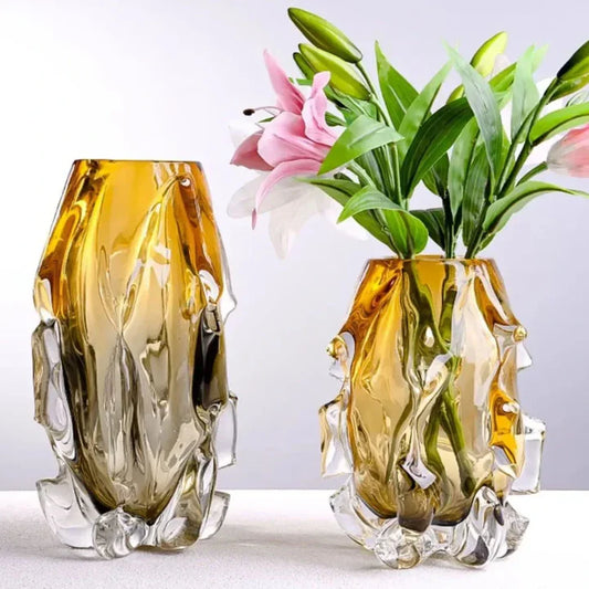 Glasvase mit Farbverlauf – Elegante Deko Vase für Blumen & Trockenblumen