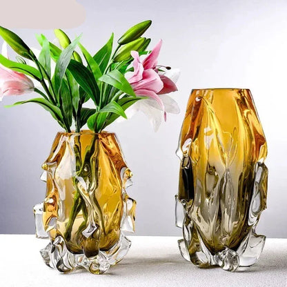 Glasvase mit Farbverlauf – Elegante Deko Vase für Blumen & Trockenblumen