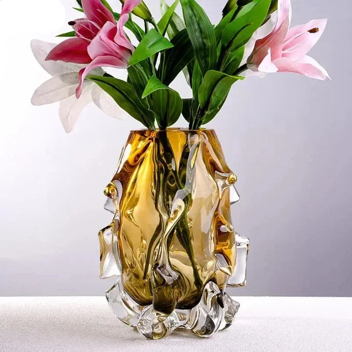 Glasvase mit Farbverlauf – Elegante Deko Vase für Blumen & Trockenblumen