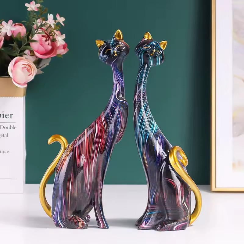 Resin-Katzenfigur – Elegante Deko-Statue für Zuhause & Büro