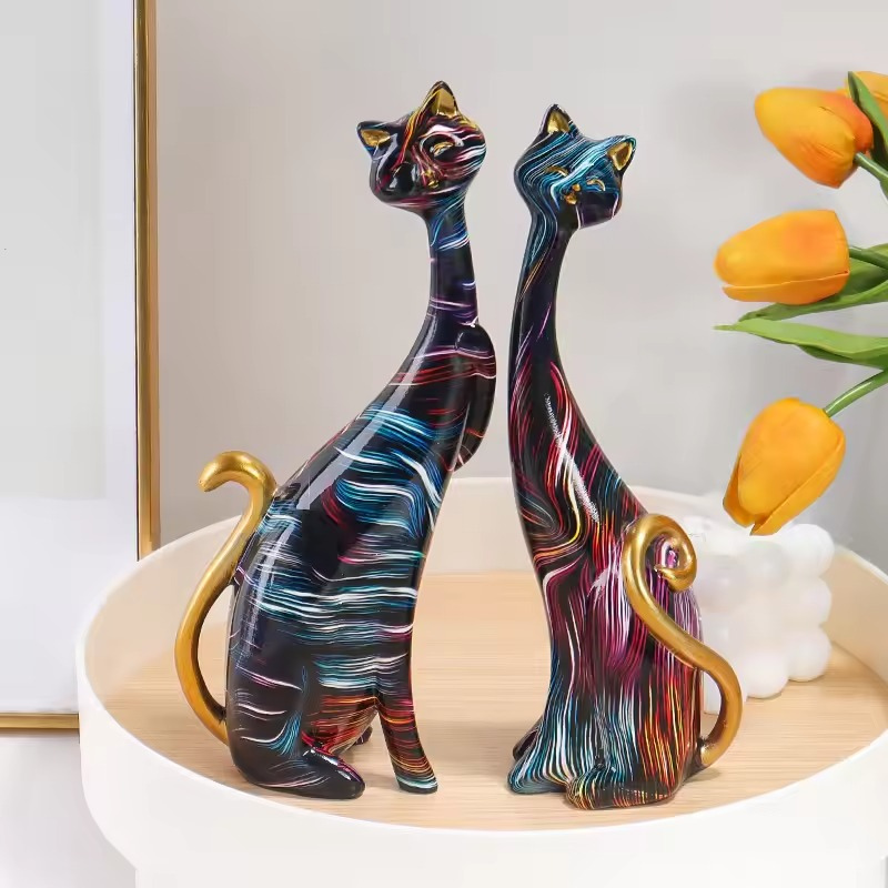 Resin-Katzenfigur – Elegante Deko-Statue für Zuhause & Büro