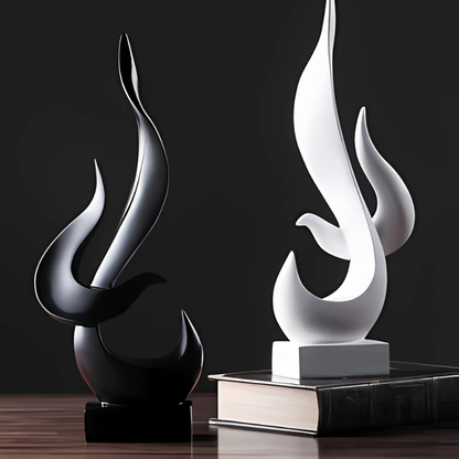 Feuer Skulptur Harz Deko – Moderne Flammen Statue für Wohnzimmer & Büro