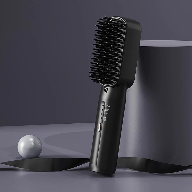 Mini Haarglätter Kamm – 2-in-1 Glätten & Locken, Schnelles Aufheizen