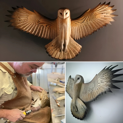 Handgefertigte Eulen-Wandskulptur aus Holz – Rustikale Deko