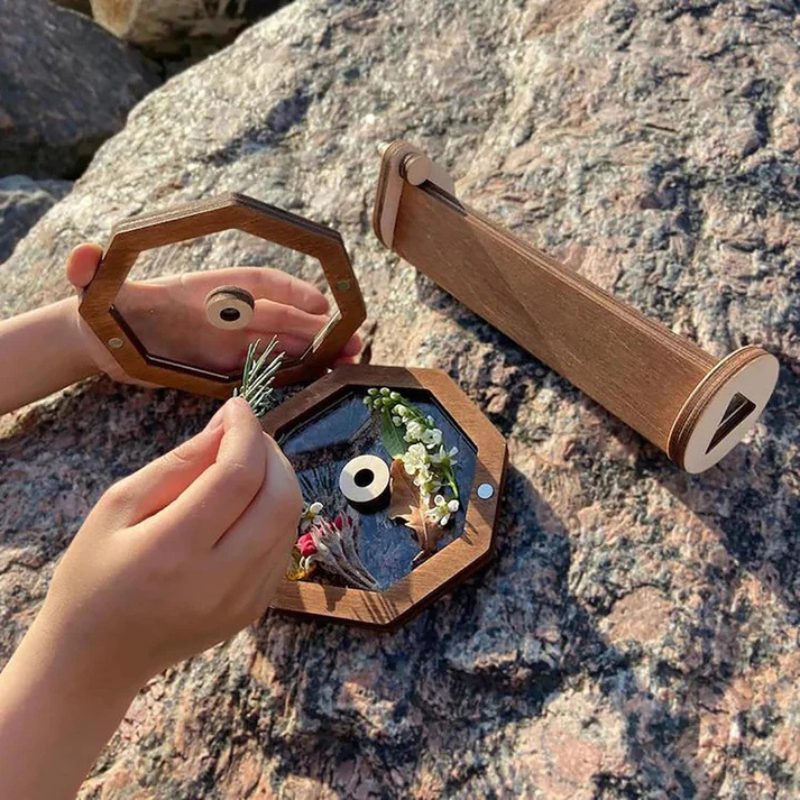 Magisches Holz-Kaleidoskop – Optisches Lernspielzeug für Kinder