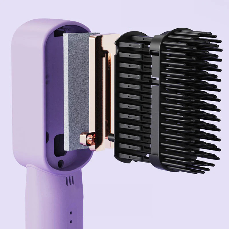 Mini Haarglätter Kamm – 2-in-1 Glätten & Locken, Schnelles Aufheizen