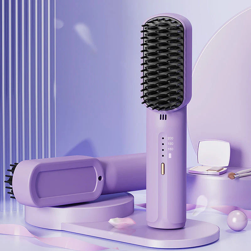 Mini Haarglätter Kamm – 2-in-1 Glätten & Locken, Schnelles Aufheizen