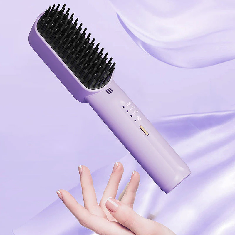 Mini Haarglätter Kamm – 2-in-1 Glätten & Locken, Schnelles Aufheizen