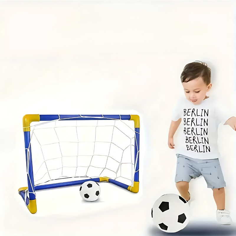 2-in-1 Fußball & Ballspiel-Set – Tragbares Tor für Innen-/Außenspiele