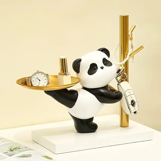 Niedlicher Panda Schlüsselhalter - Dekorative Harzfigur & Schlüssel-Organizer