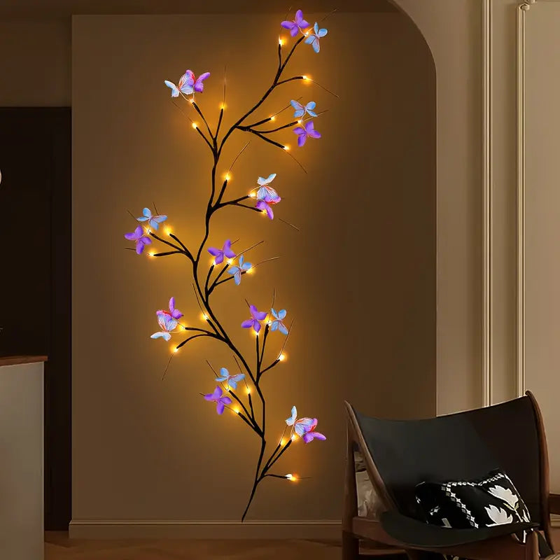 Schmetterlingszweig LED-Wandlicht – 129,84 cm USB, 8 Modi für Innen- & Außenbereich