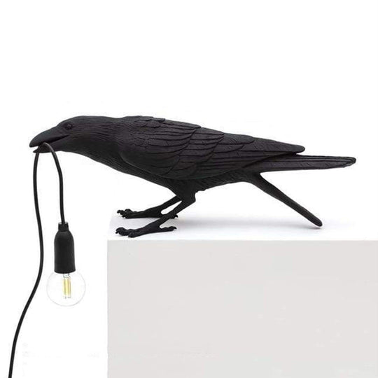 Crow LED-Tischlampe aus Harz - Gothic Design & einstellbare Beleuchtung