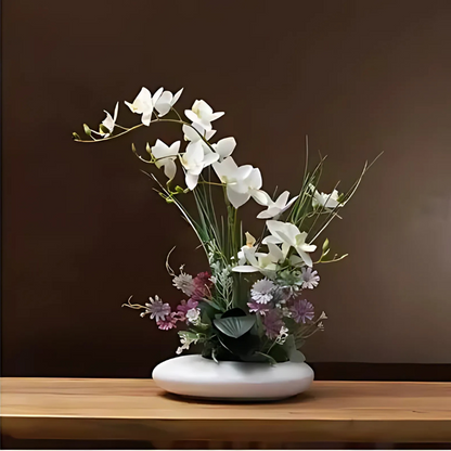 Keramikvase mit Orchidee – Elegante Deko Vase mit künstlicher Blume