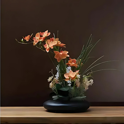 Keramikvase mit Orchidee – Elegante Deko Vase mit künstlicher Blume